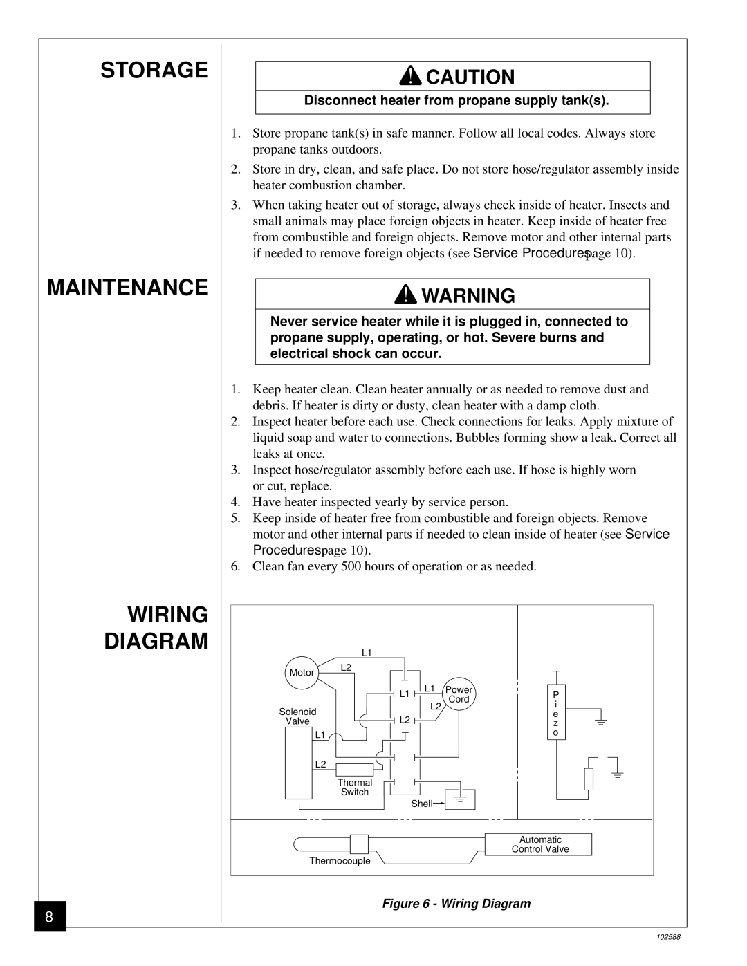 Desa BLP35E owner manual Storage, Maintenance, Wiring Diagram 