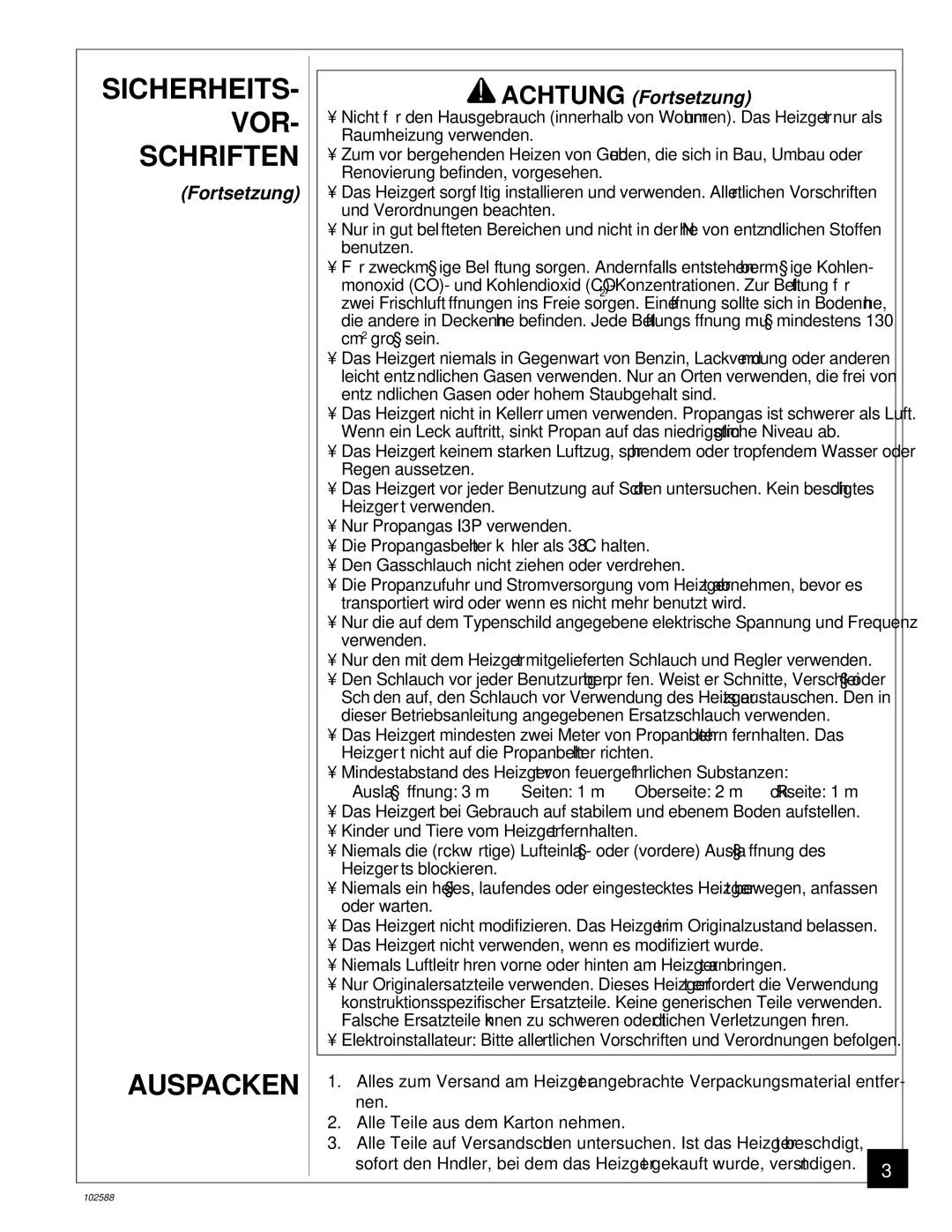 Desa BLP35E owner manual SICHERHEITS- VOR Schriften, Auspacken 