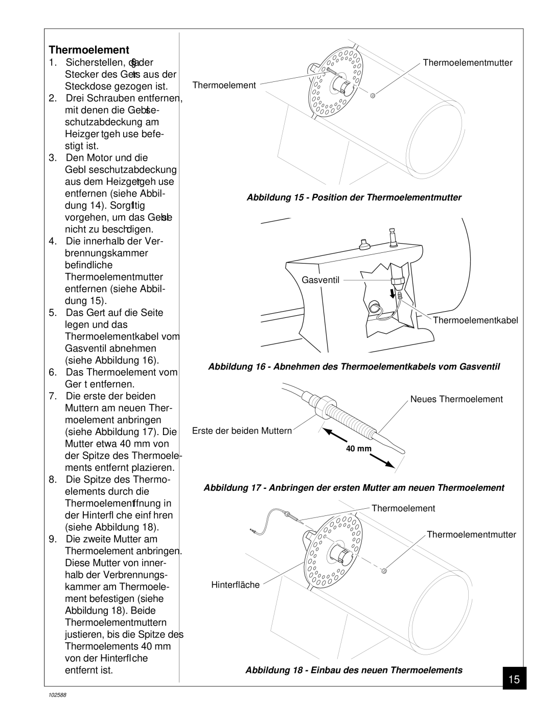 Desa BLP35E owner manual Thermoelement 