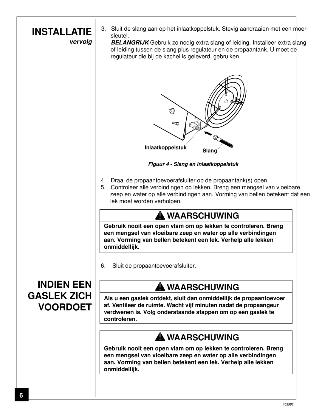 Desa BLP35E owner manual Indien EEN Gaslek Zich Voordoet 