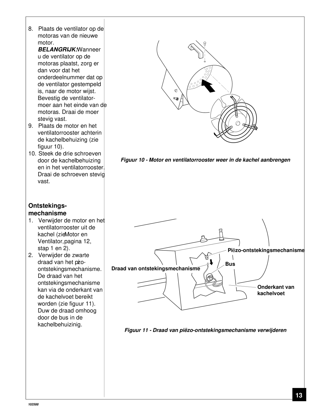 Desa BLP35E owner manual Ontstekings- mechanisme 