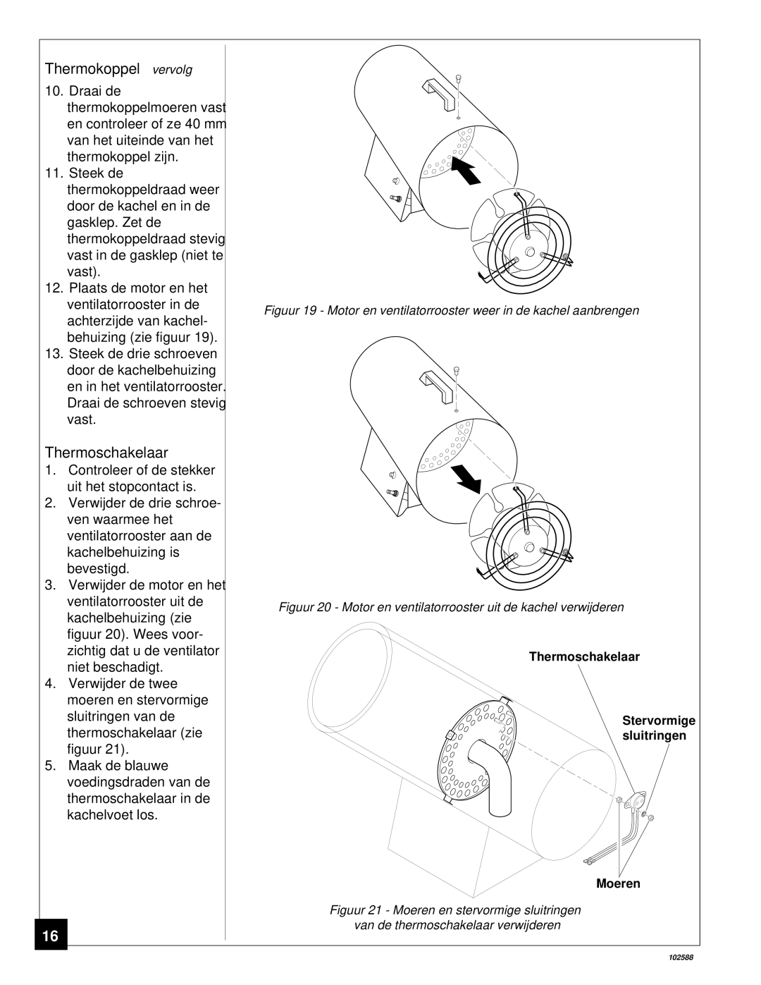 Desa BLP35E owner manual Thermokoppel vervolg, Thermoschakelaar 