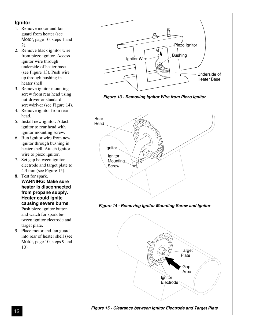 Desa BLP35ES owner manual Ignitor, Causing severe burns 