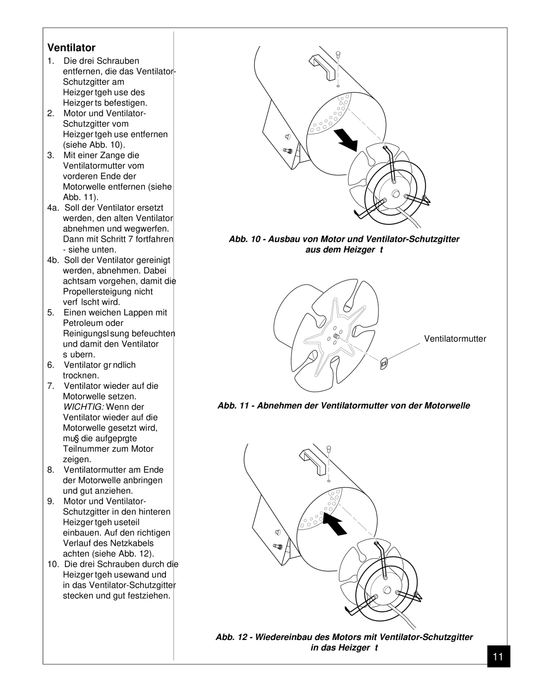 Desa BLP35ES owner manual Ventilator 