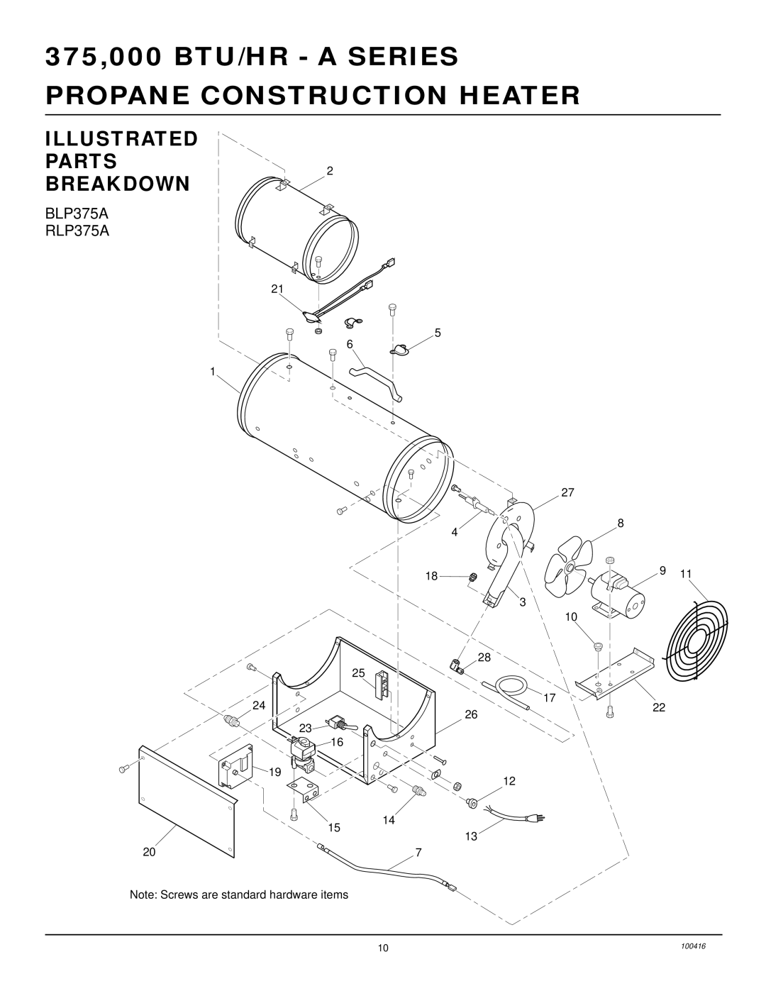 Desa owner manual Illustrated Parts Breakdown, BLP375A RLP375A 