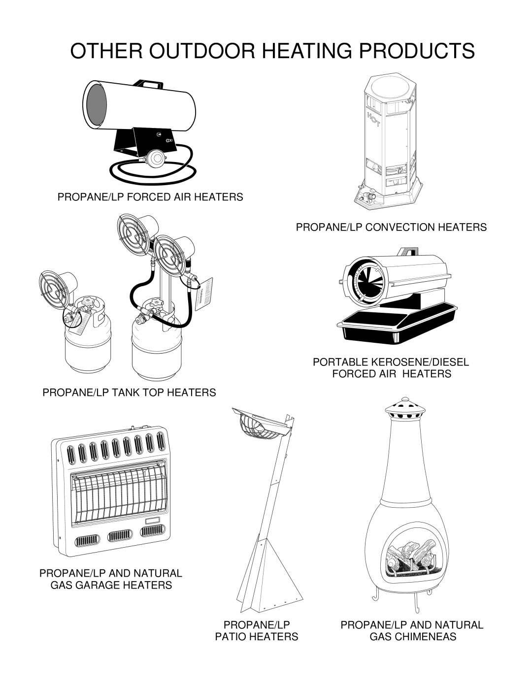 Desa BNG150T owner manual PROPANE/LP Forced AIR Heaters PROPANE/LP Convection Heaters, GAS Chimeneas 