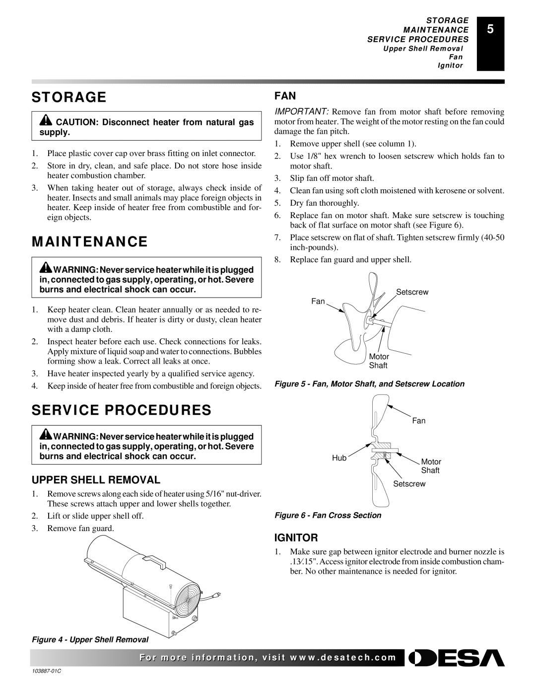 Desa BNG150T owner manual Storage, Maintenance, Service Procedures 