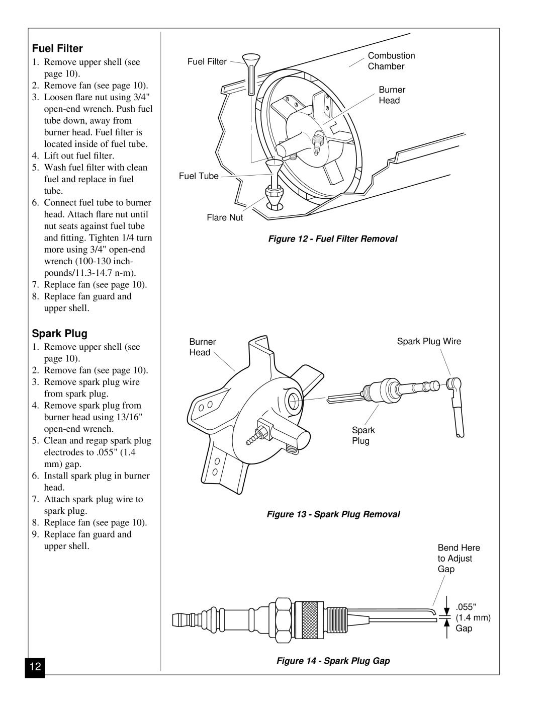 Desa BV125EDI owner manual Fuel Filter, Spark Plug 