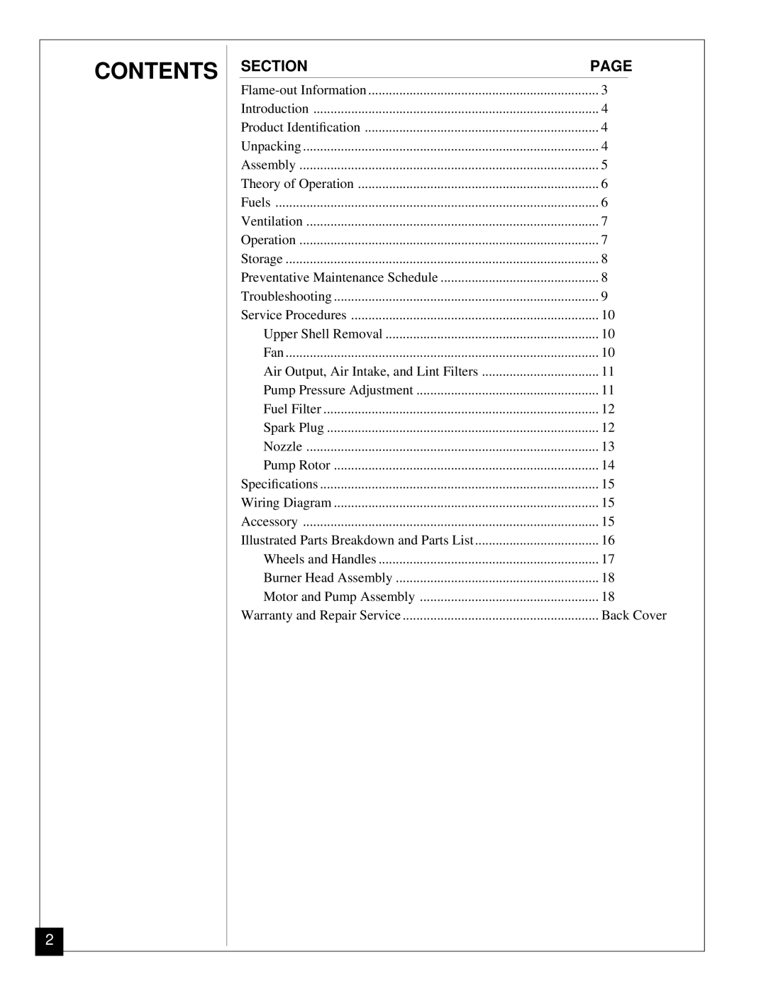 Desa BV125EDI owner manual Contents 