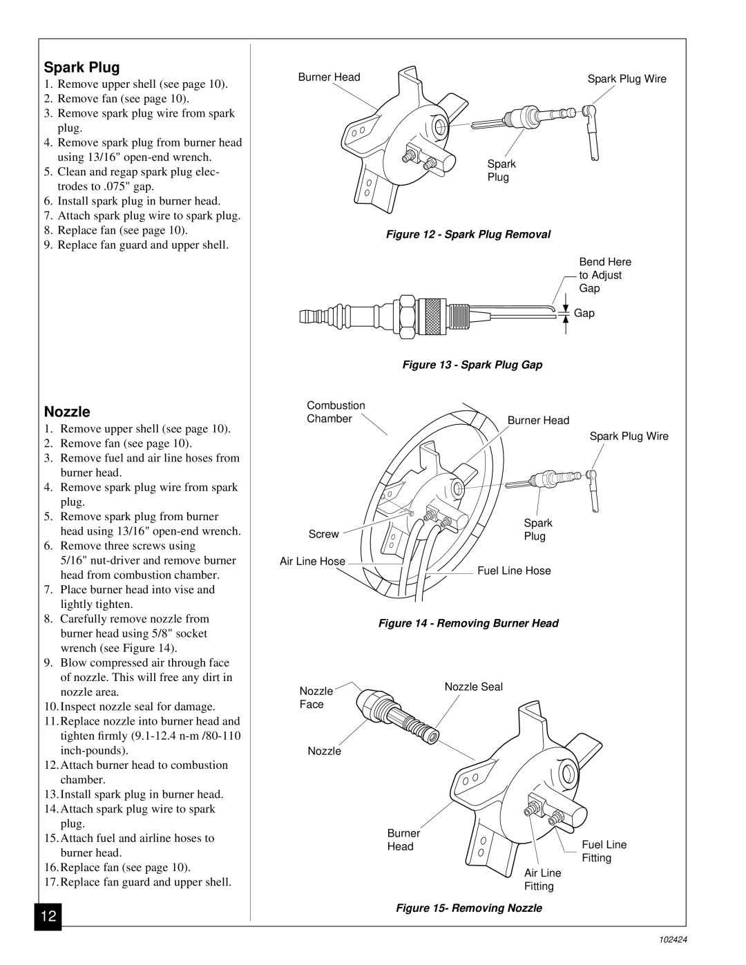 Desa BY150ECA owner manual Spark Plug, Nozzle 