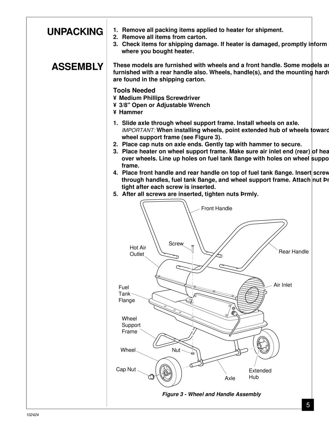 Desa BY150ECA owner manual Unpacking Assembly, Tools Needed 