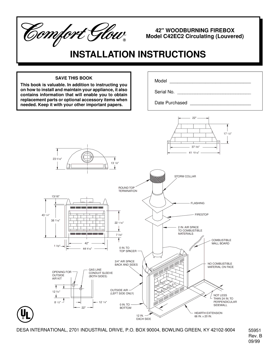 Desa C42EC2 installation instructions Installation Instructions, Save this Book 