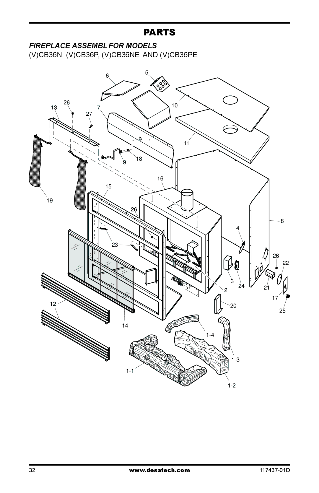 Desa CB36P, CB36N operation manual Parts 