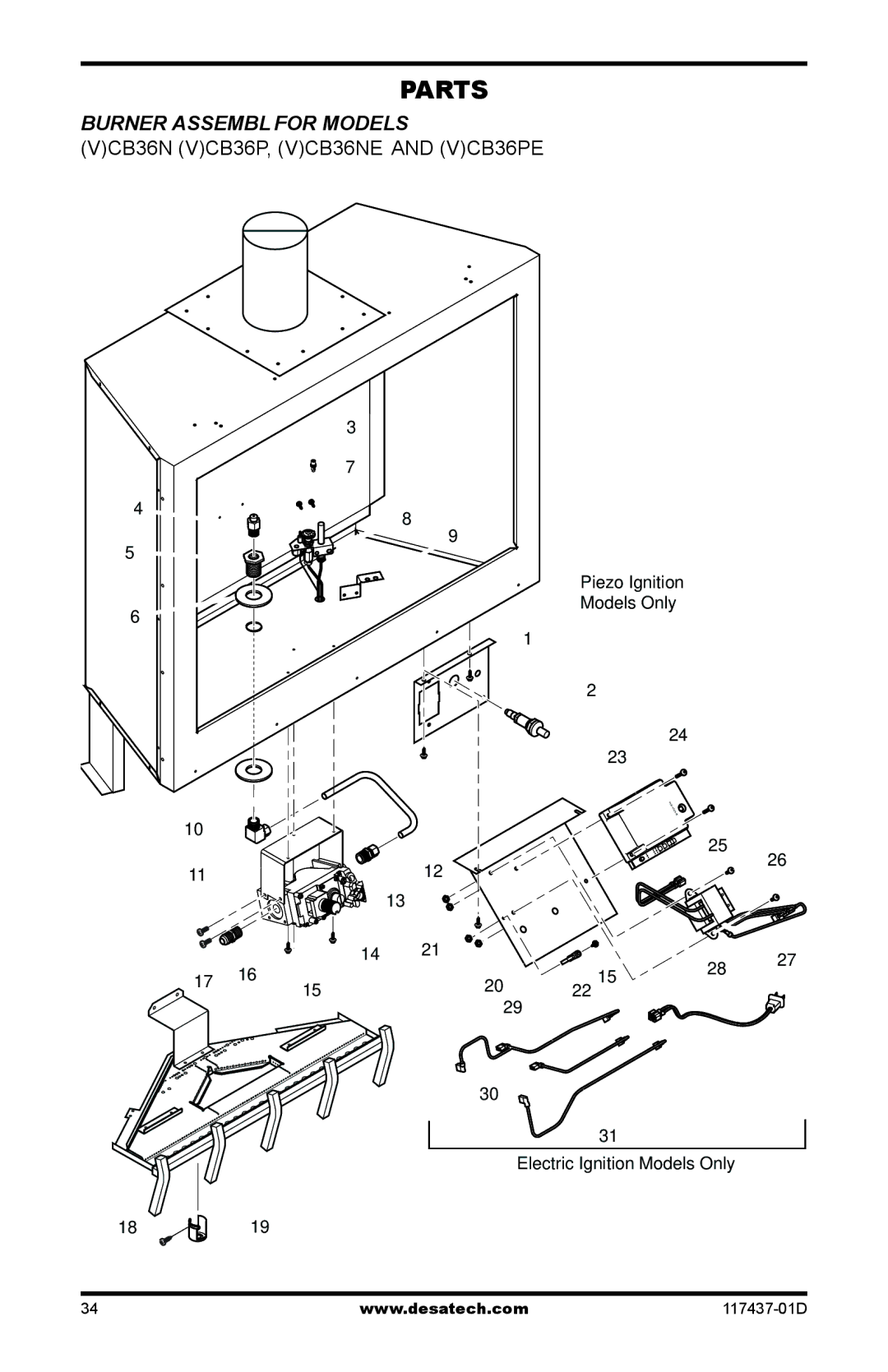 Desa CB36P, CB36N operation manual Parts 