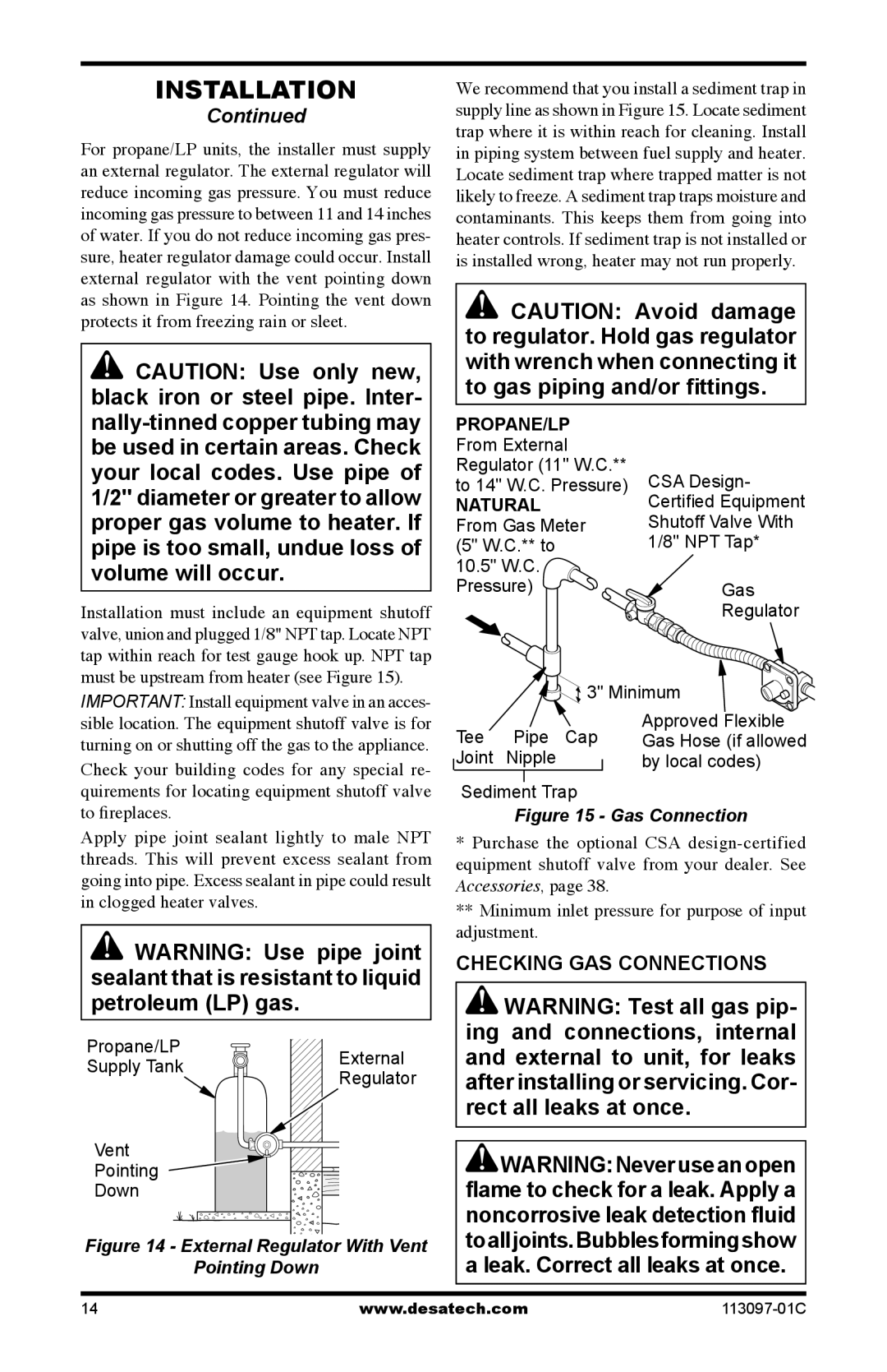 Desa CCL3018PTA/NTA, CCL3924PTA/NTA, CCL3930PTB/NTB, 24", 30 installation manual Adjustment. Checking GAS Connections 