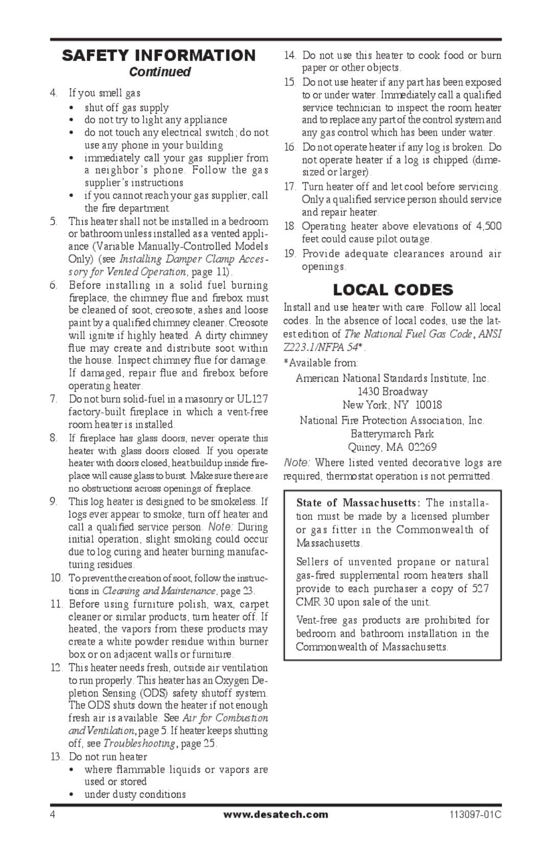 Desa CRL2718PA/NA, CRL3124PA/NA, CCL3018PA/NA, CCL3924PA/NA, CCL3018PTA/NTA, CCL3924PTA/NTA, CCL3930PTB/NTB Local Codes 