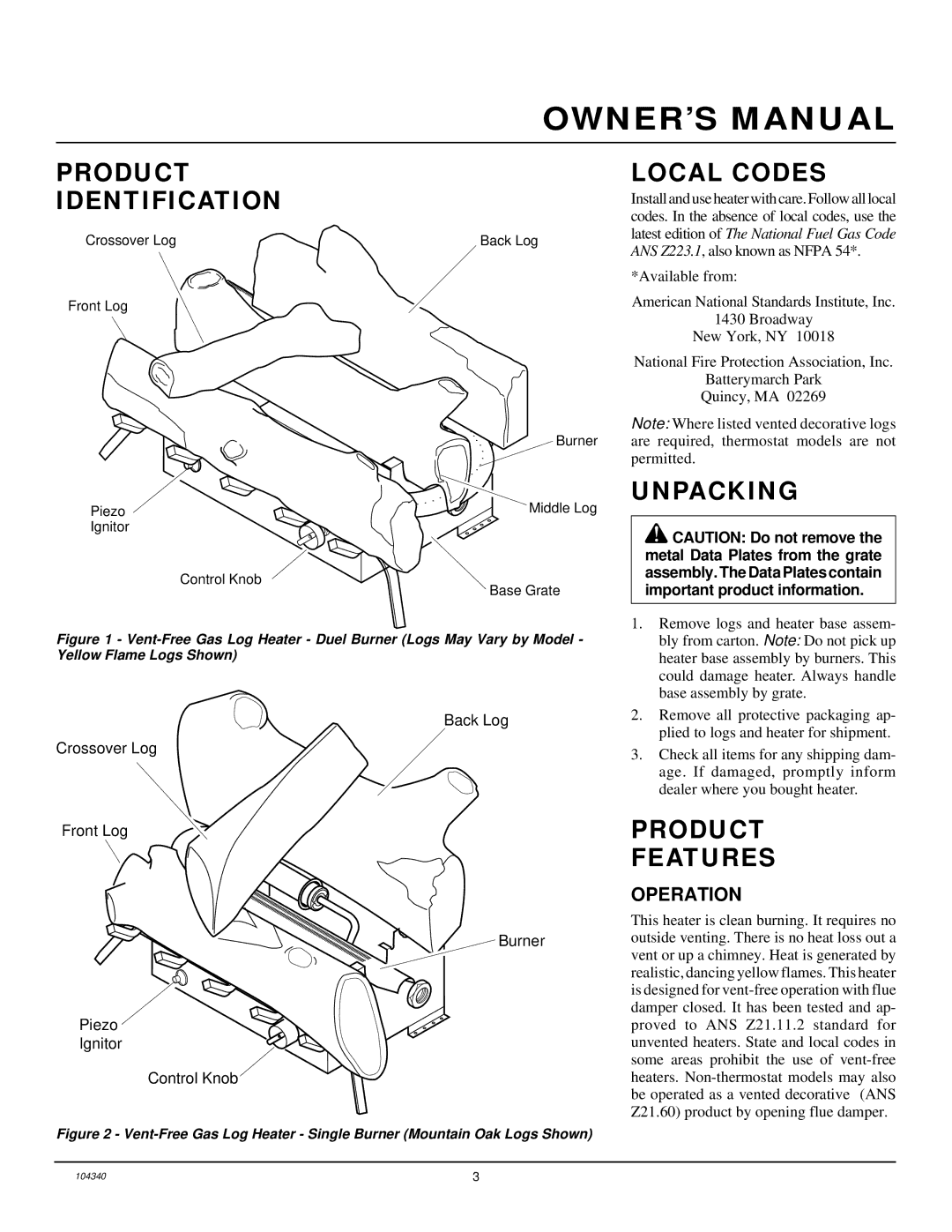 Desa CY2718N, CCL3924NT, CGD3930NT, CY3124N Product Identification, Local Codes, Unpacking, Product Features, Operation 