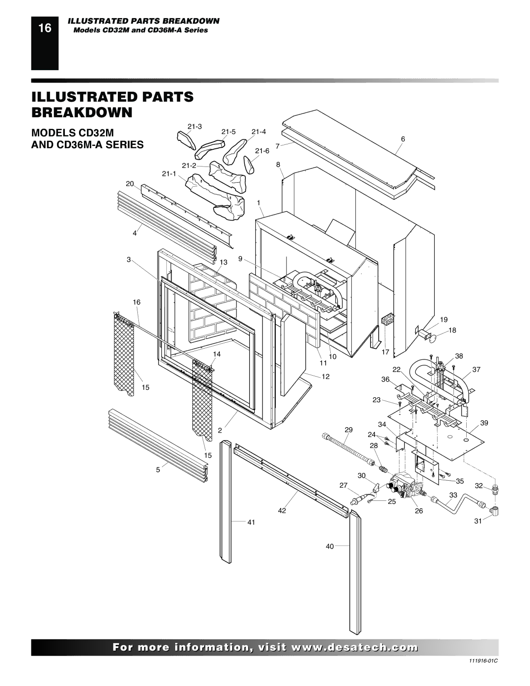 Desa CD32M (-1)(-2) installation manual Illustrated Parts Breakdown, Models CD32M, CD36M-A Series 