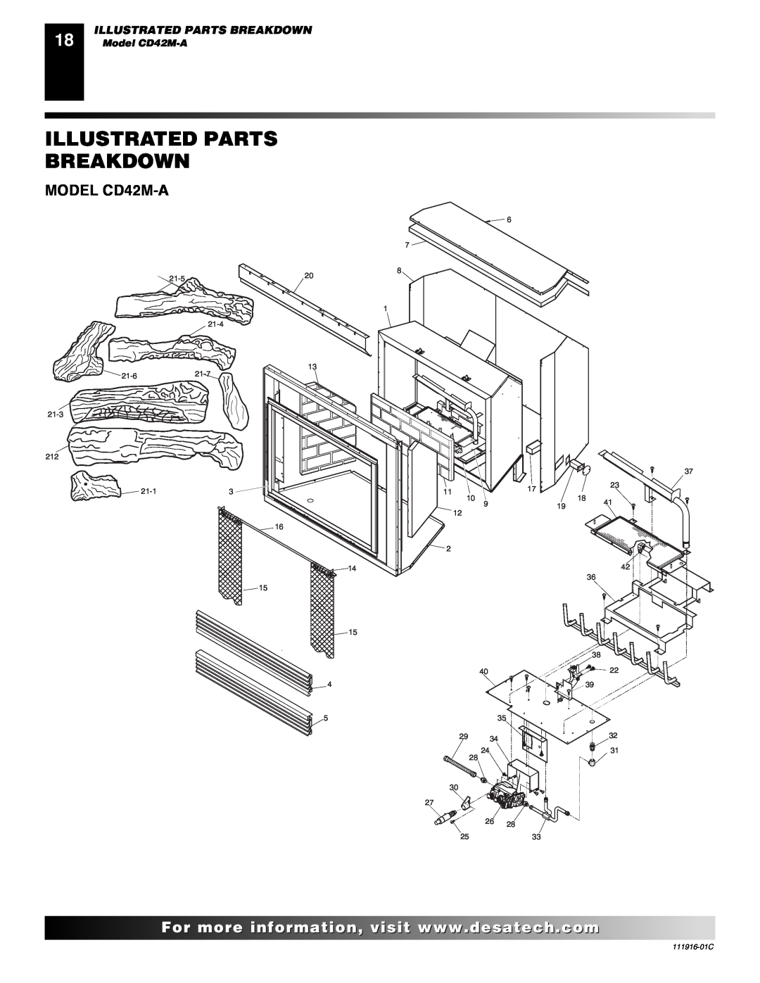 Desa CD32M (-1)(-2) installation manual Illustrated Parts Breakdown, Model CD42M-A, 111916-01C 