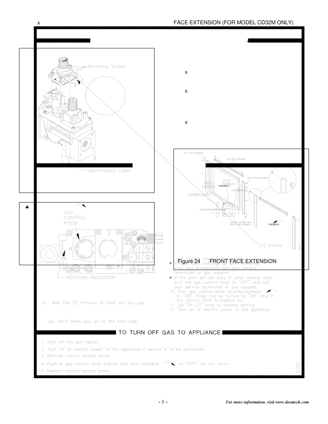 Desa CD36M(-1)(-2), CD32M(-1)(-2), CD42M installation instructions Face Extension for Model CD32M only, Figure a 