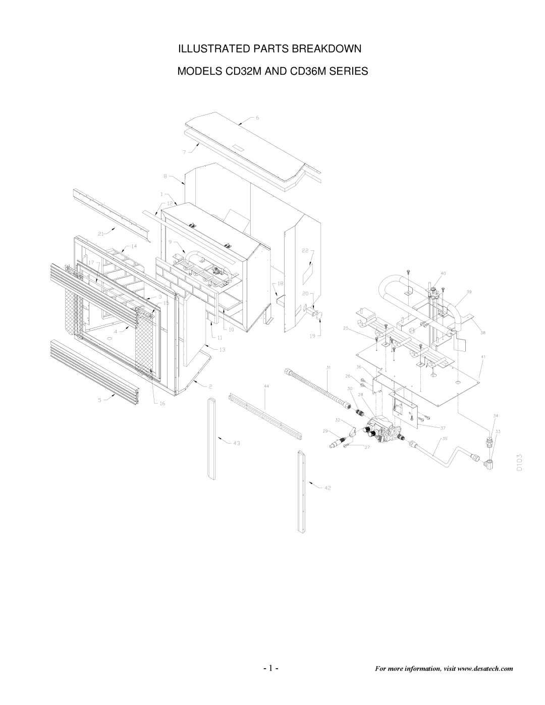 Desa CD42M, CD32M(-1)(-2), CD36M(-1)(-2) installation instructions Illustrated Parts Breakdown Models CD32M and CD36M Series 