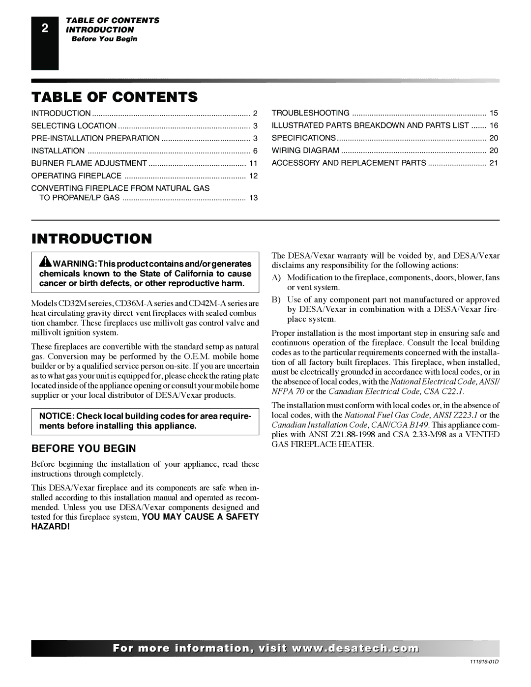 Desa CD42M (-A)(-A2), CD36M, CD32M, CD42M installation manual Table of Contents, Introduction 