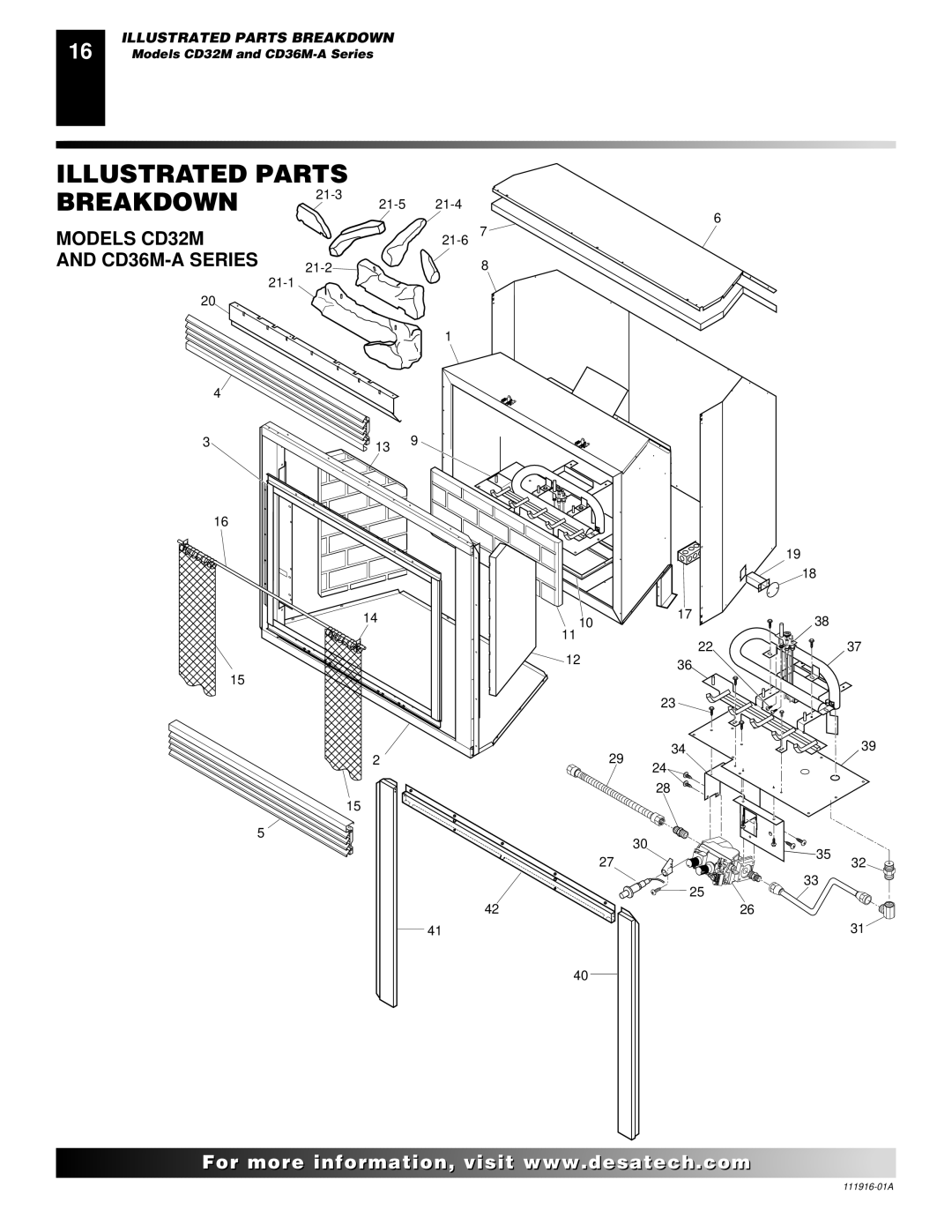 Desa CD42M-A installation manual Illustrated Parts Breakdown, Models CD32M CD36M-A Series 