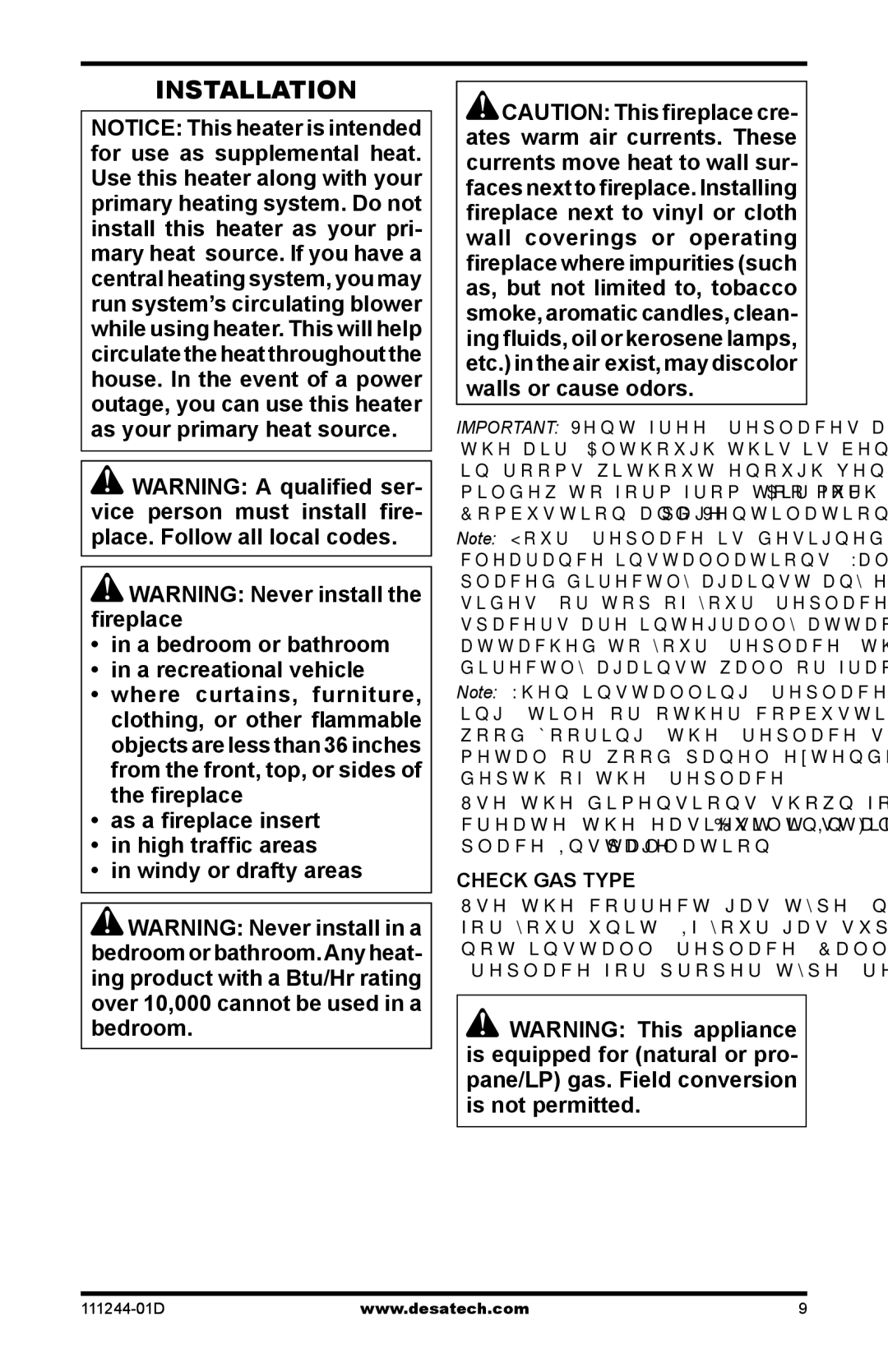 Desa CDCFNR installation manual Installation, Check GAS Type 