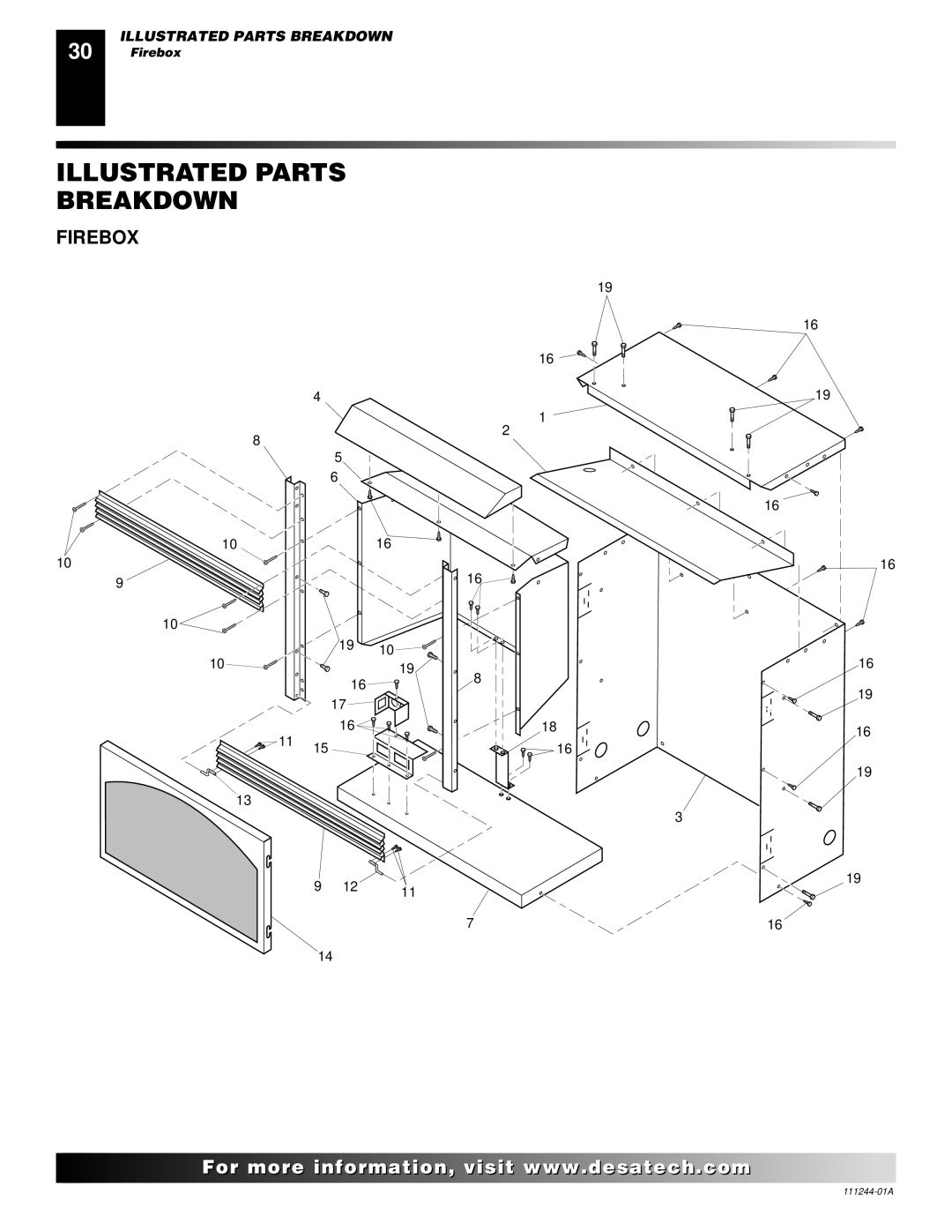 Desa CDCFTN, CDCFTP, FDCFTN, FDCFRP, FDCFTP, FDCFRN, VDCFTP, VDCFRP, VDCFTN, VDCFRN Illustrated Parts Breakdown, Firebox 