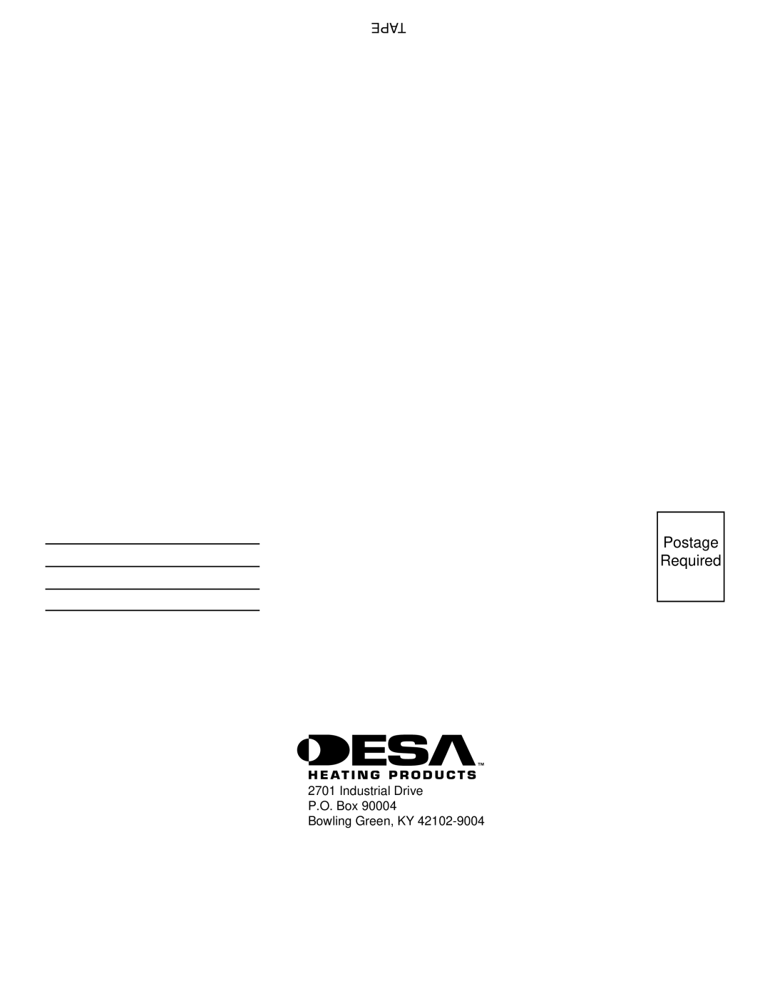 Desa CDCFTN, CDCFTP, FDCFTN, FDCFRP, FDCFTP, FDCFRN, VDCFTP, VDCFRP, VDCFTN, VDCFRN installation manual Postage Required 