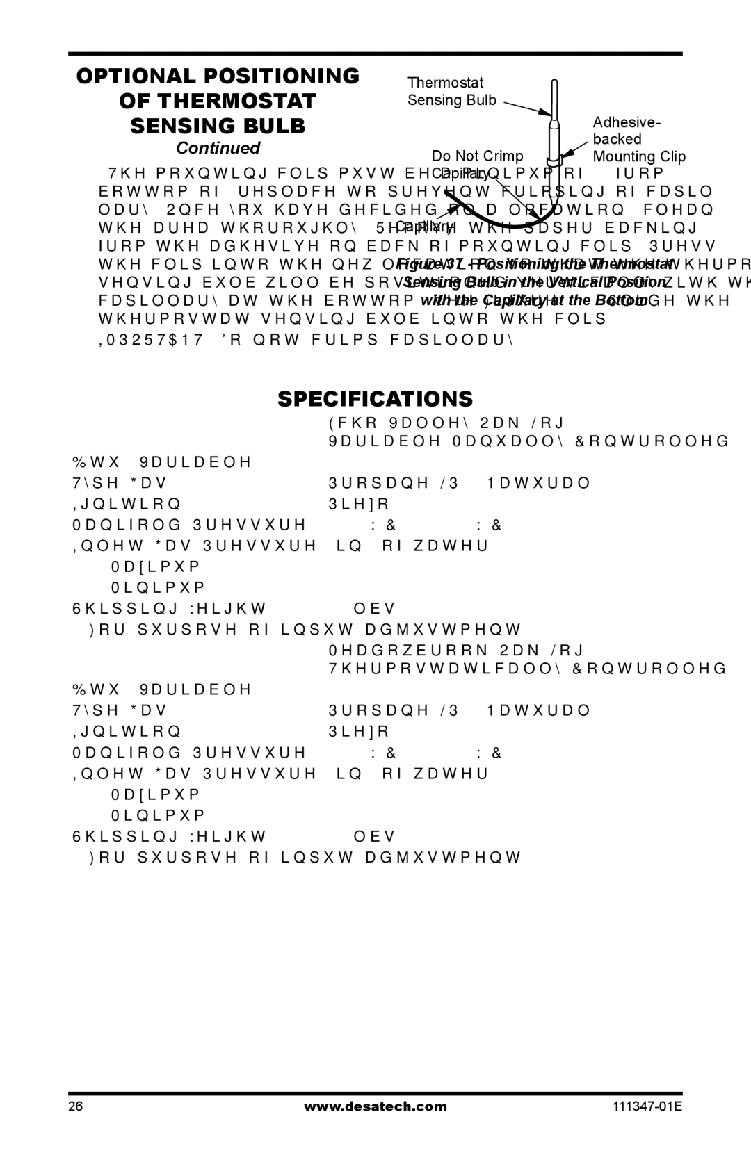 Desa LSL3124P, CDL3924NT Specifications, Important Do not crimp capillary, Echo Valley Oak Log, Meadowbrook Oak Log 