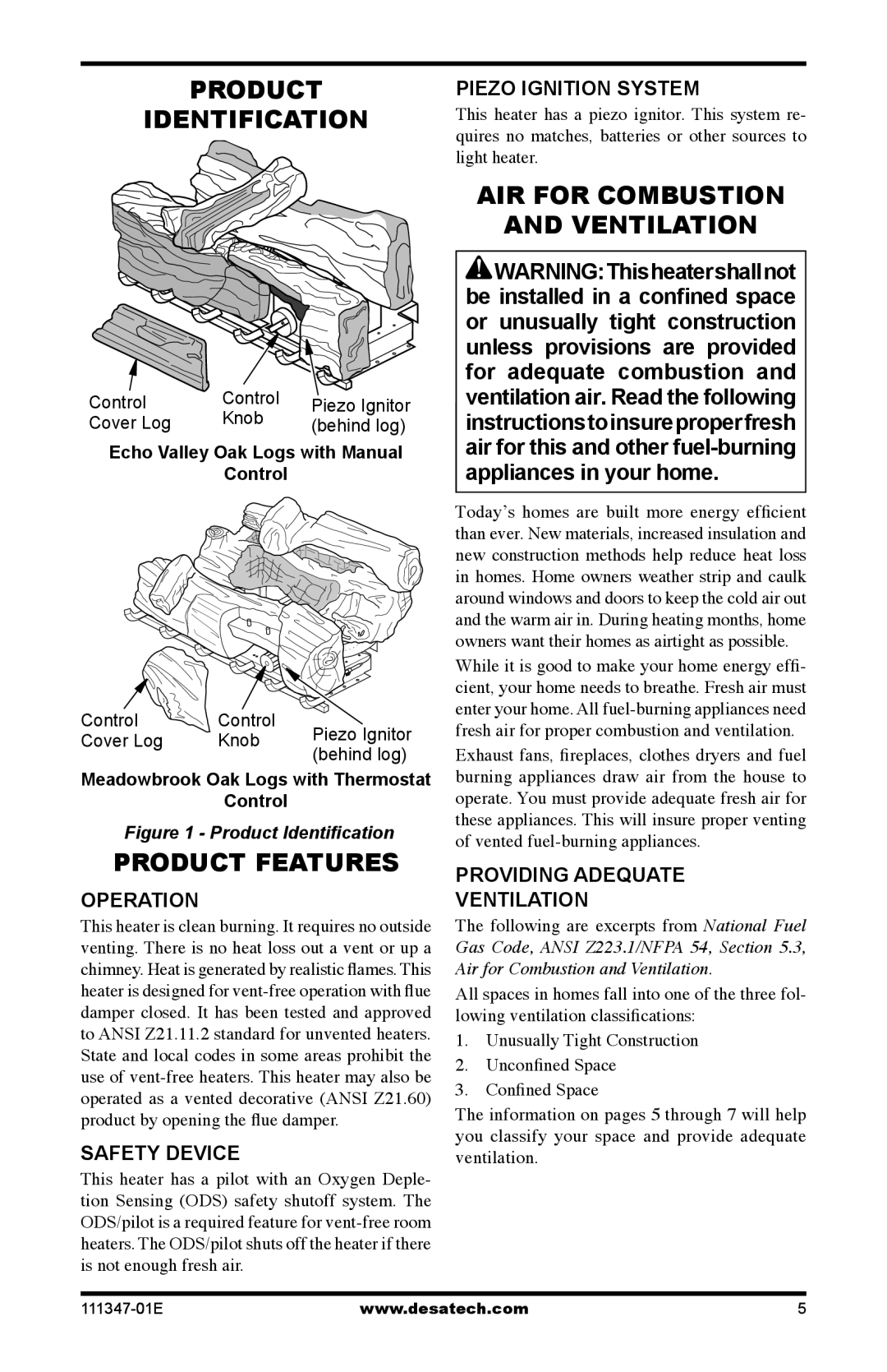 Desa LSL3124P, CDL3924NT, CDL3924PT installation manual Product Identification, Product Features 