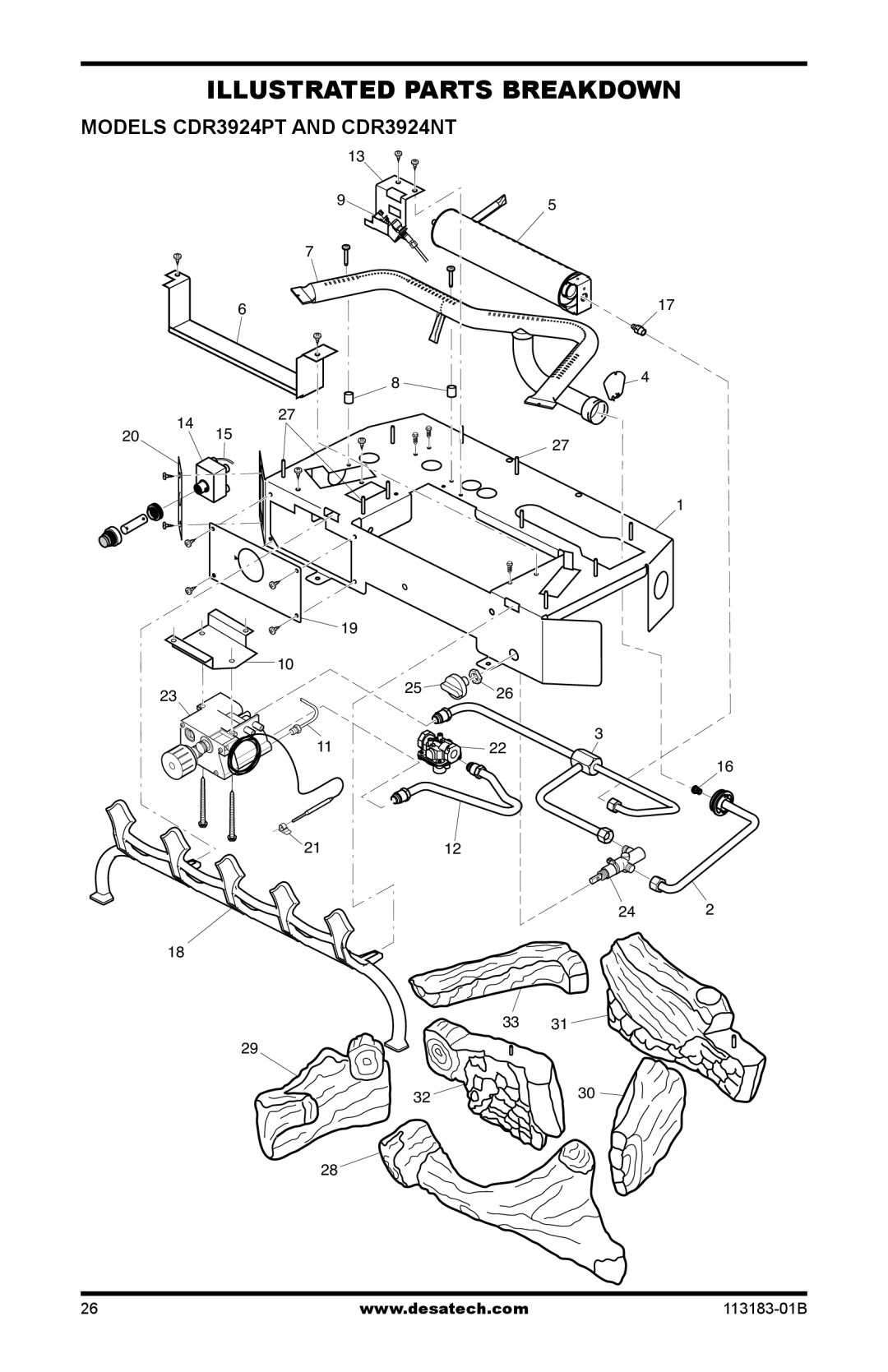 Desa installation manual Illustrated Parts Breakdown, Models CDR3924PT and CDR3924NT 