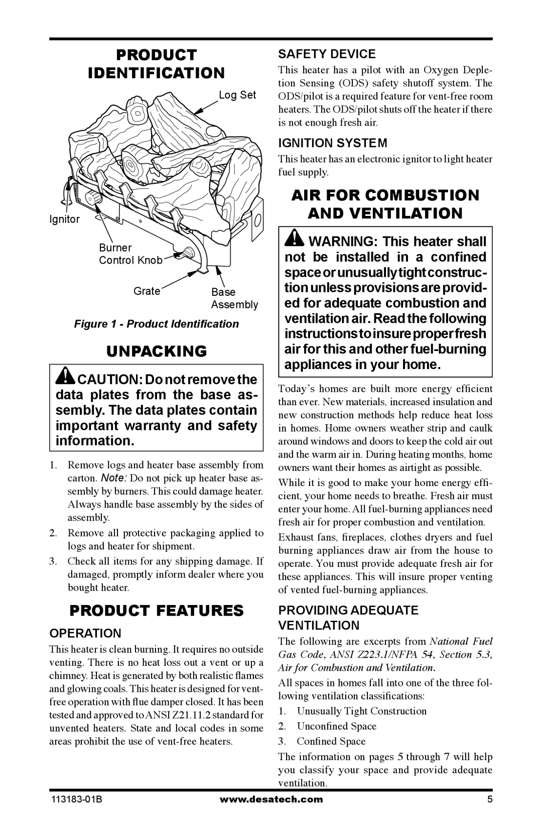 Desa CDR3924NT installation manual Product Identification, Product Features 