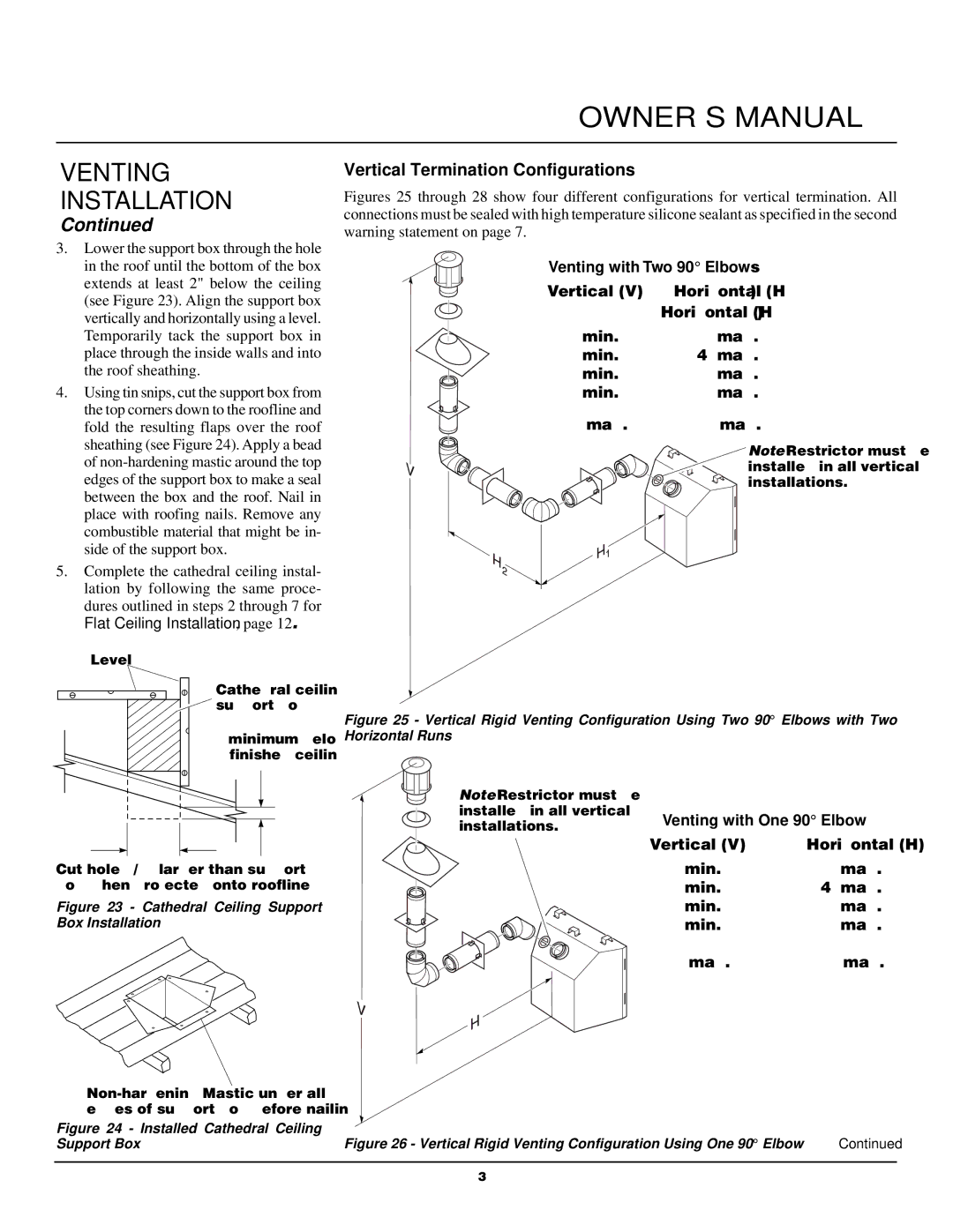 Desa CDV34NA, CDV34PA installation manual Vertical Termination Configurations, Venting with One 90 Elbow 