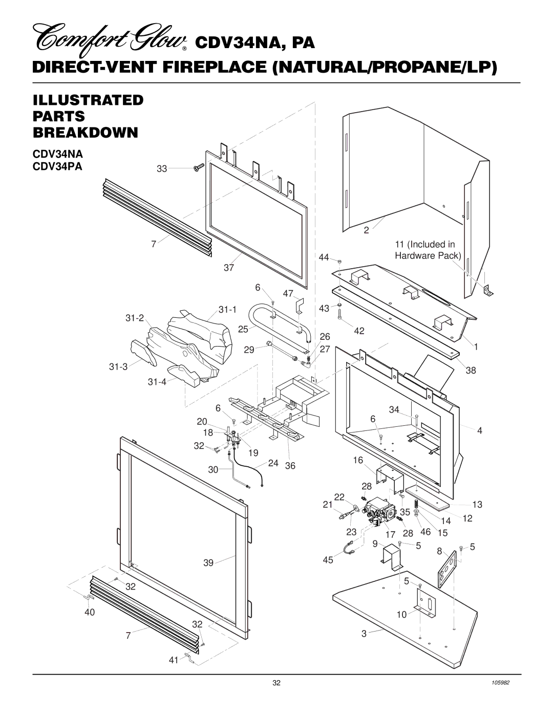 Desa installation manual Illustrated Parts Breakdown, CDV34NA CDV34PA33 