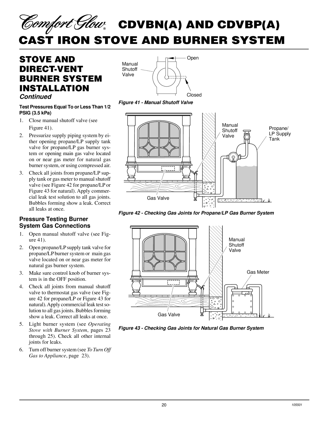 Desa CDVBP(A) Pressure Testing Burner System Gas Connections, Open Manual Shutoff Valve Closed, Gas Valve 