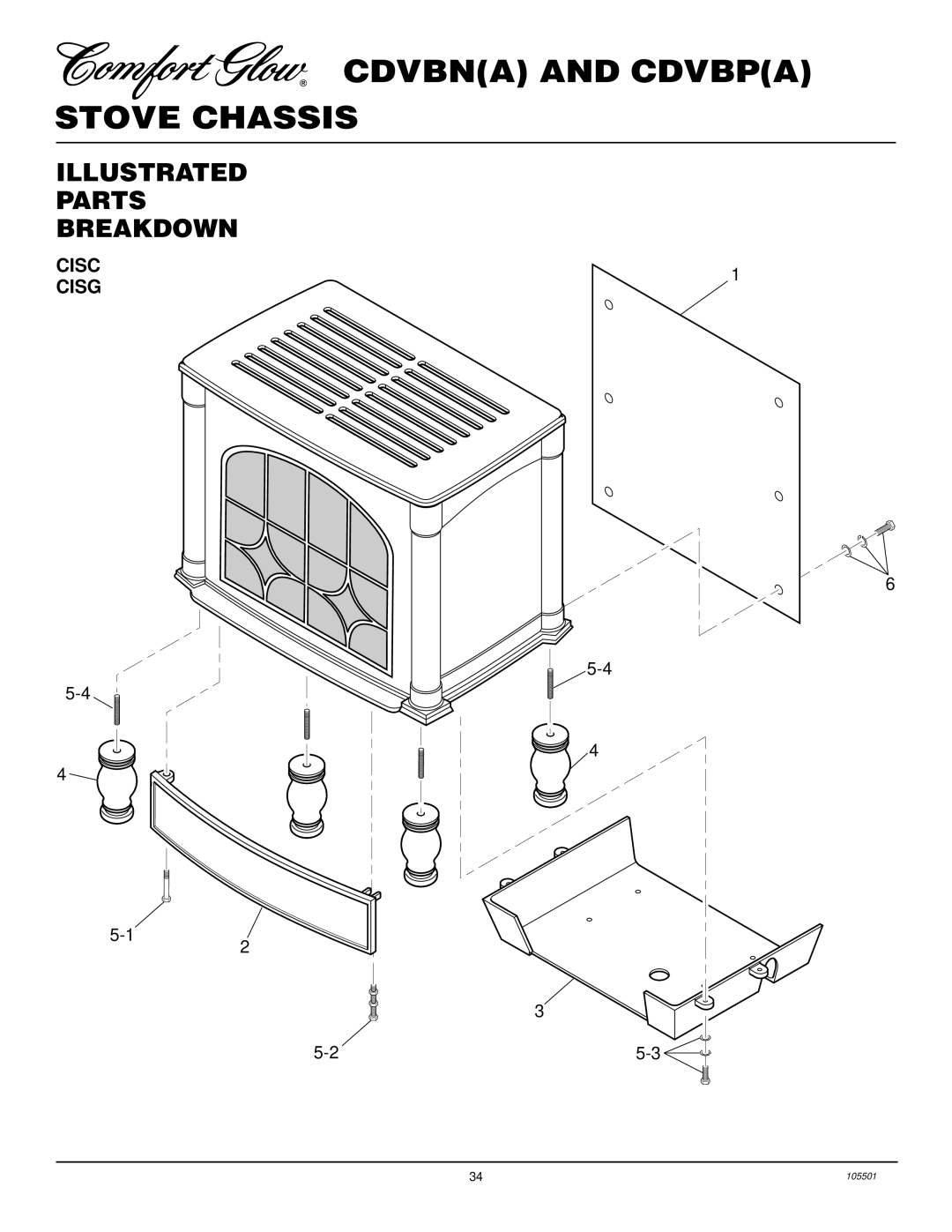 Desa CDVBN(A), CDVBP(A) installation manual Cdvbna and Cdvbpa Stove Chassis, Cisc Cisg 