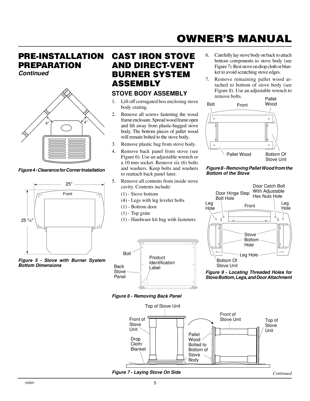 Desa CDVBN(A), CDVBP(A) installation manual Cast Iron Stove and DIRECT-VENT Burner System Assembly, Stove Body Assembly 
