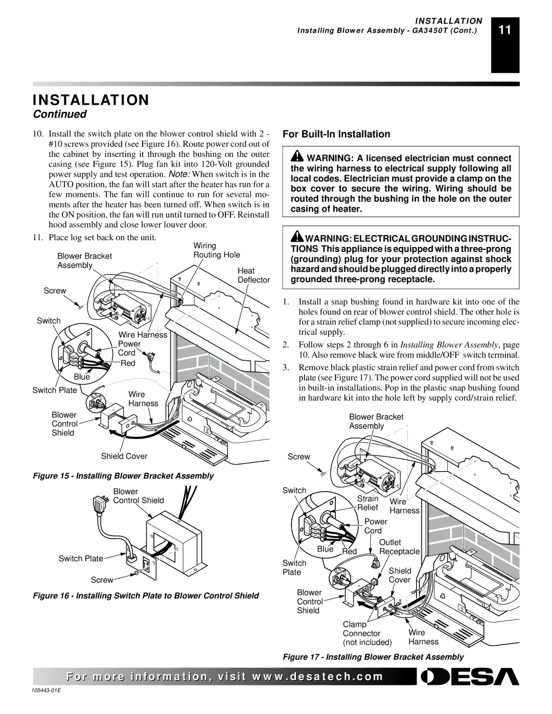 Desa CF26NR installation manual For Built-In Installation, Place log set back on the unit 