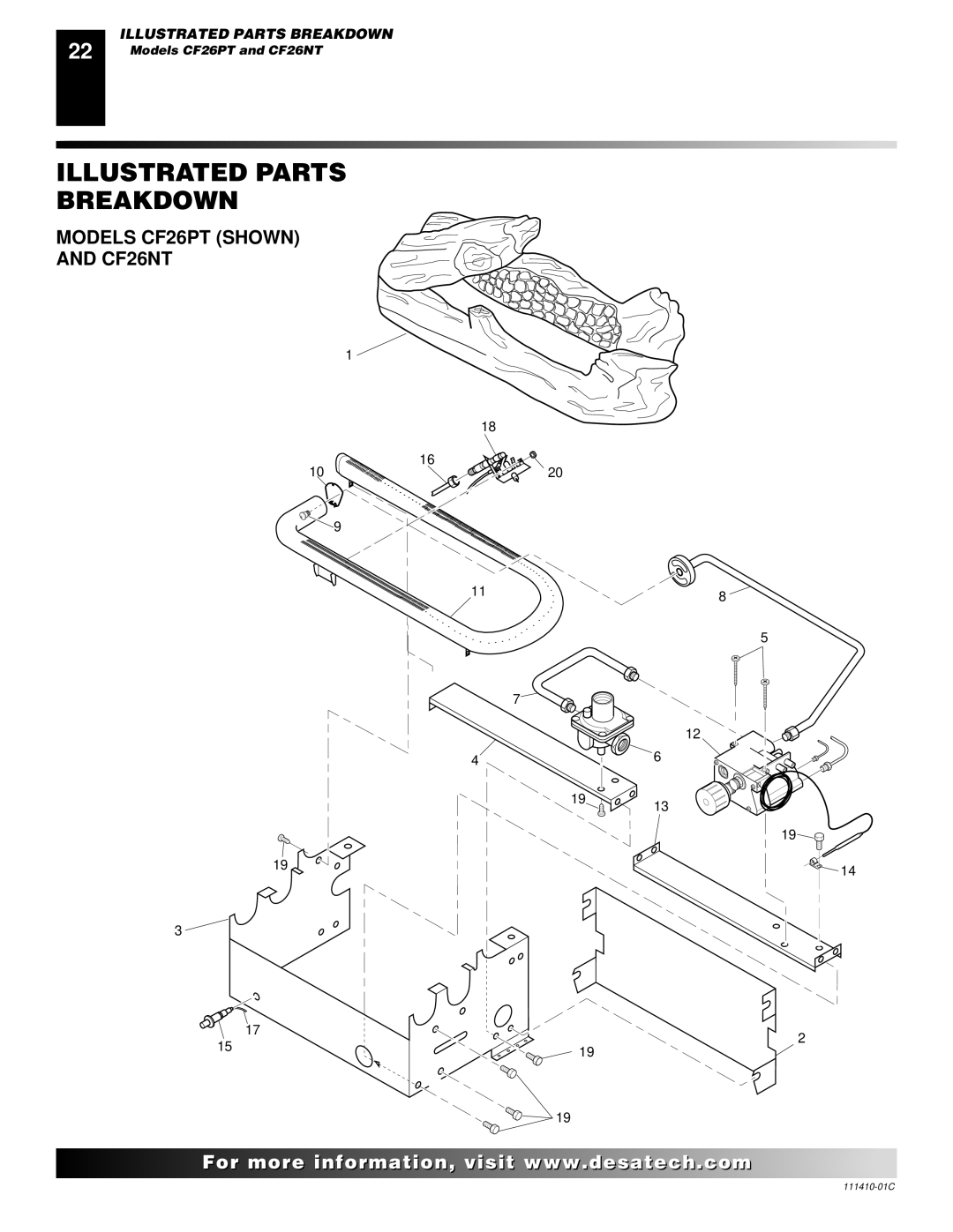 Desa installation manual Illustrated Parts Breakdown, Models CF26PT Shown CF26NT 