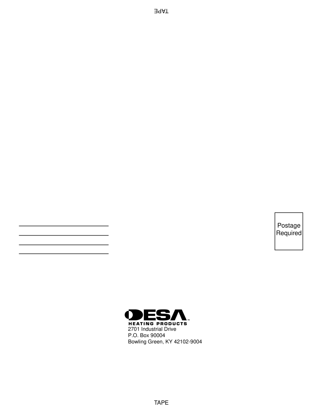 Desa CF26NT installation manual Postage Required 