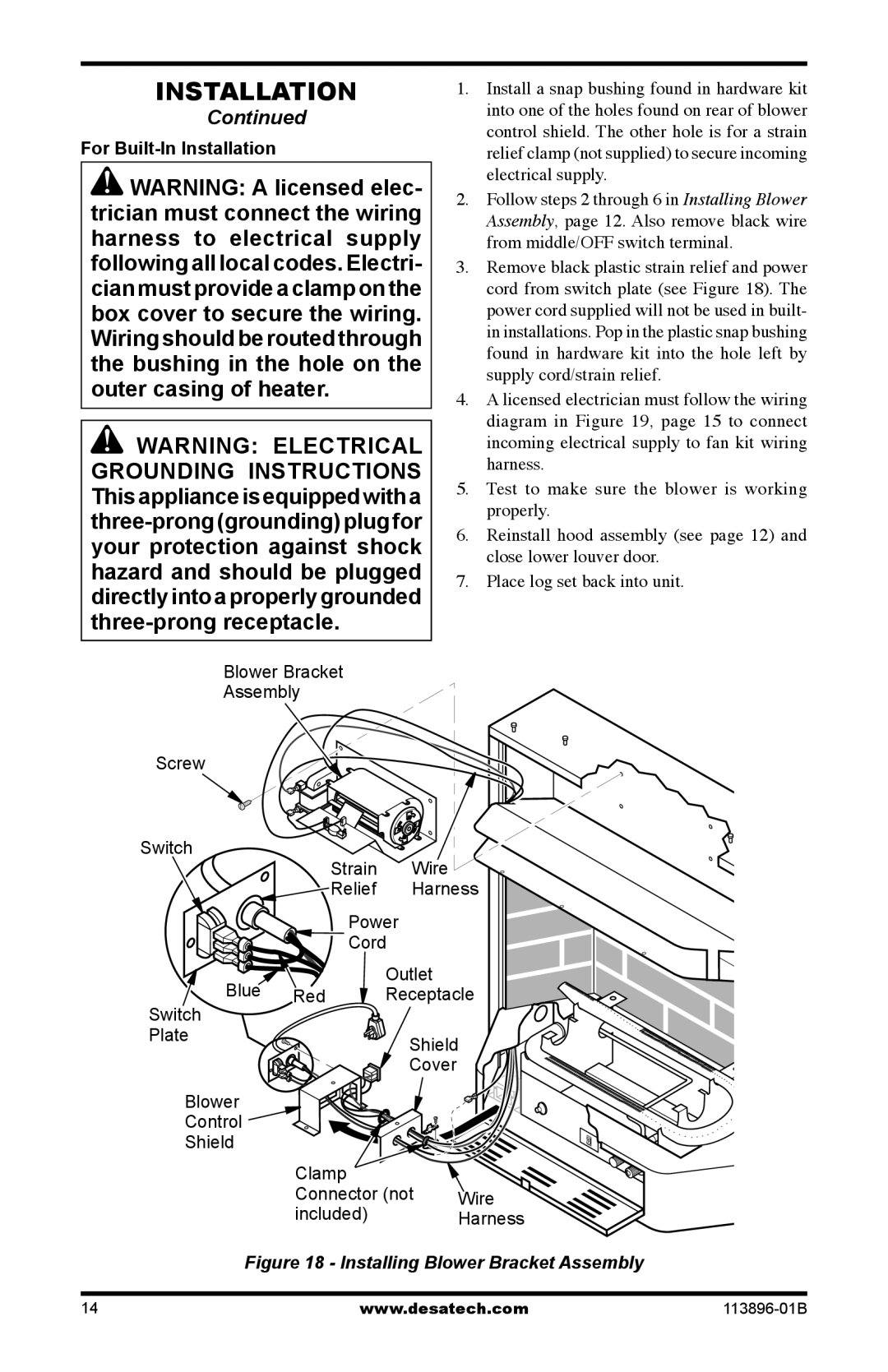 Desa CF26NTA installation manual For Built-In Installation 