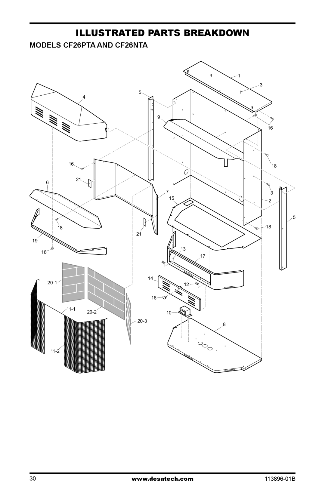 Desa CF26NTA installation manual 20-1 11-1 20-3 11-2 