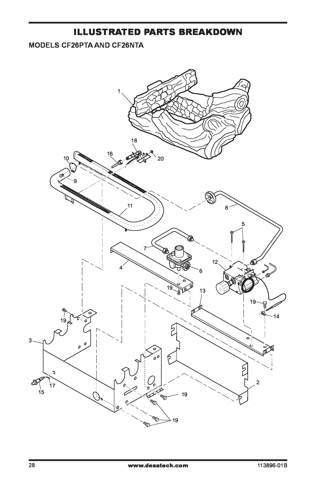Desa installation manual Illustrated Parts Breakdown, MODELS CF26PTA AND CF26NTA 