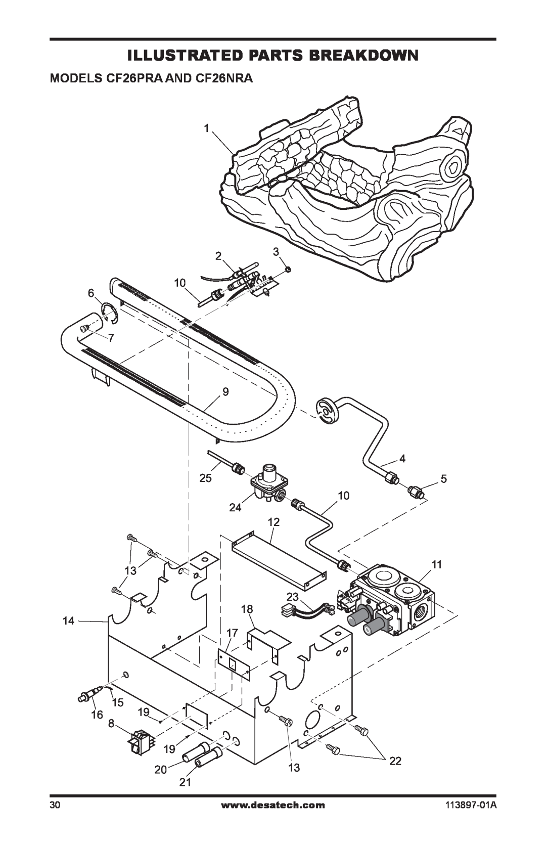 Desa installation manual Illustrated Parts Breakdown, MODELS CF26PRA AND CF26NRA 