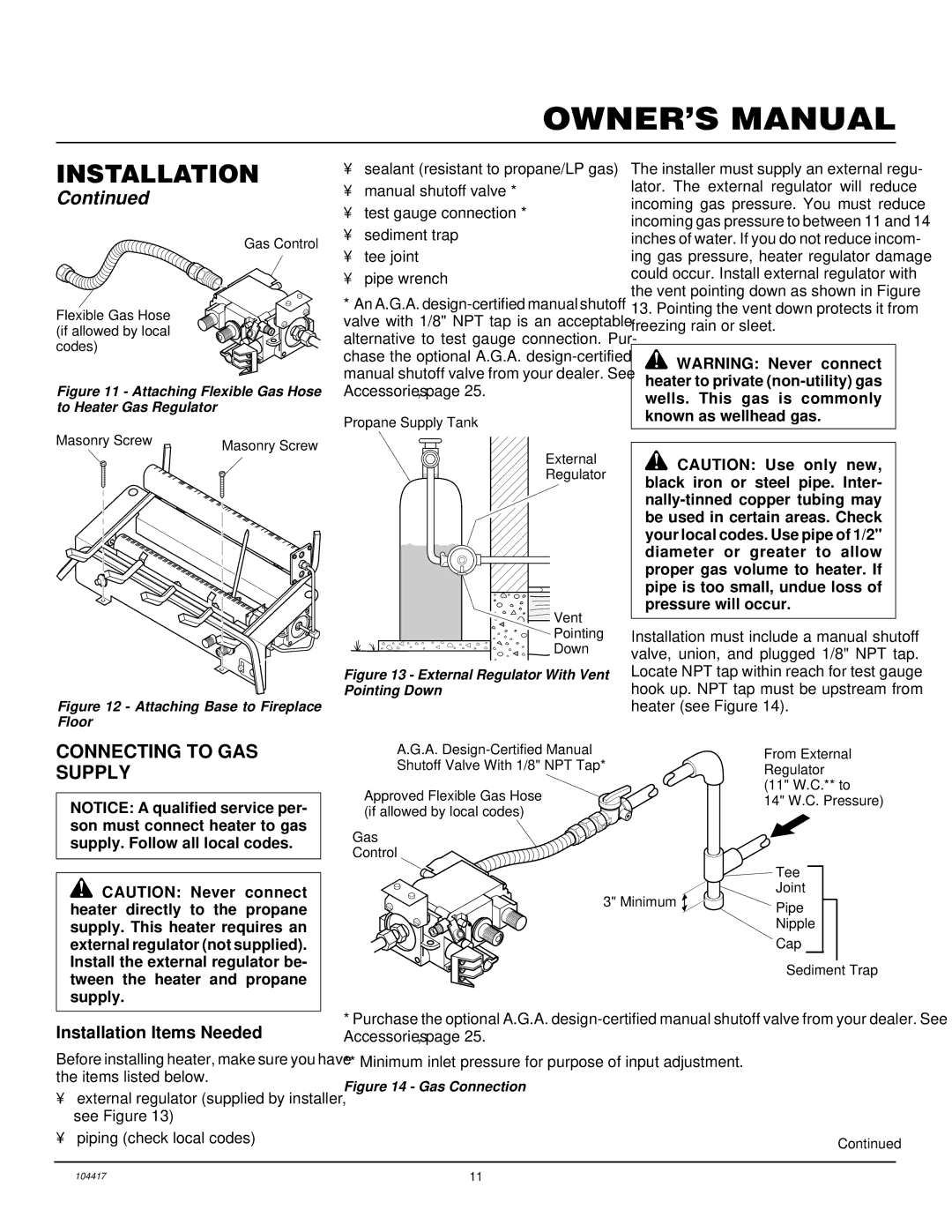 Desa VS18PRA, CFS18PRA, VS24PRA, VS30PRA installation manual Connecting to GAS Supply 