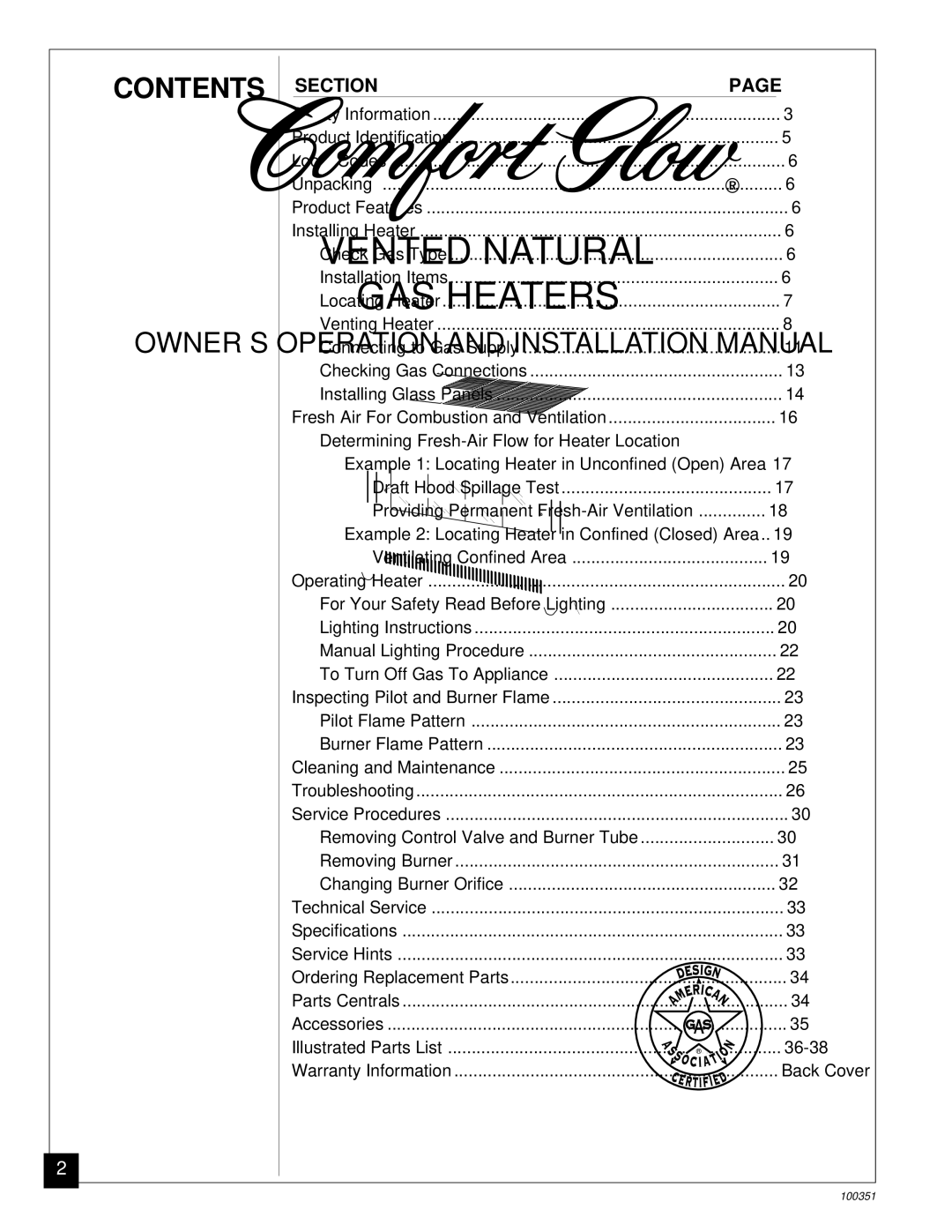 Desa CGB35N, CGB50N installation manual Contents 