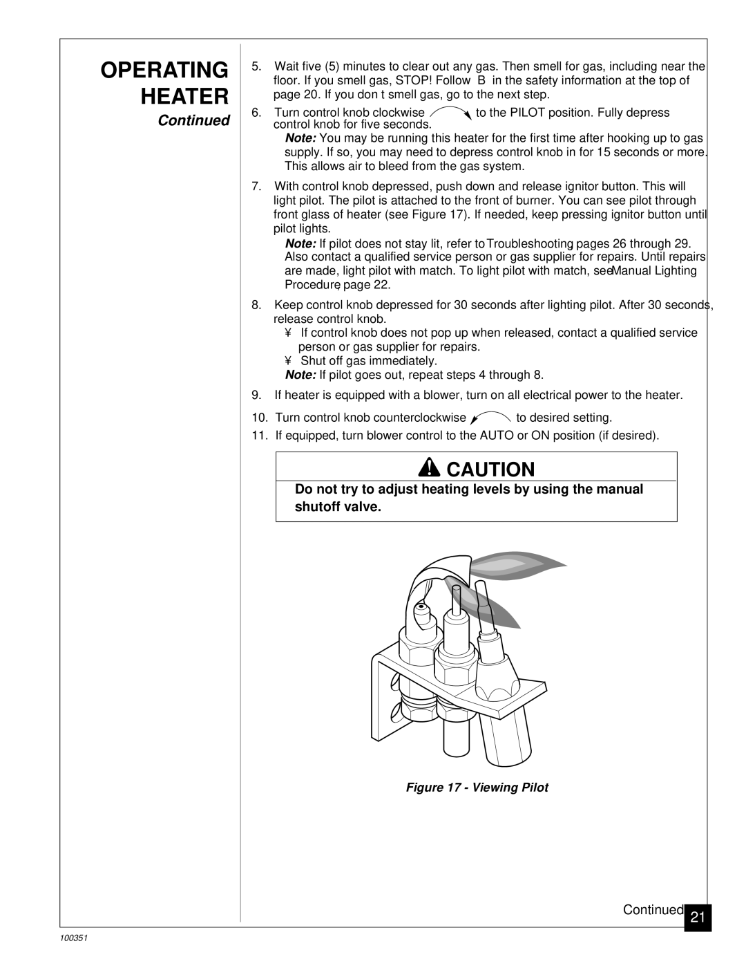 Desa CGB50N, CGB35N installation manual Viewing Pilot 