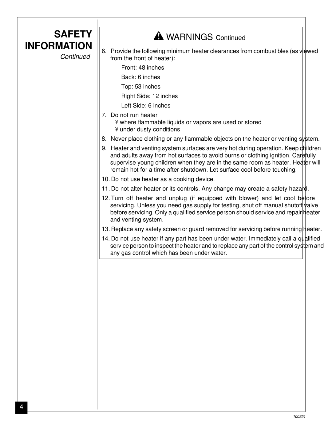 Desa CGB35N, CGB50N installation manual Safety Information 